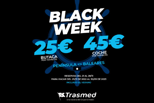 Imagen de BLACK FRIDAY. Viaja a Baleares por 25€/trayecto con Trasmed. Desde 6€ si eres Residente.